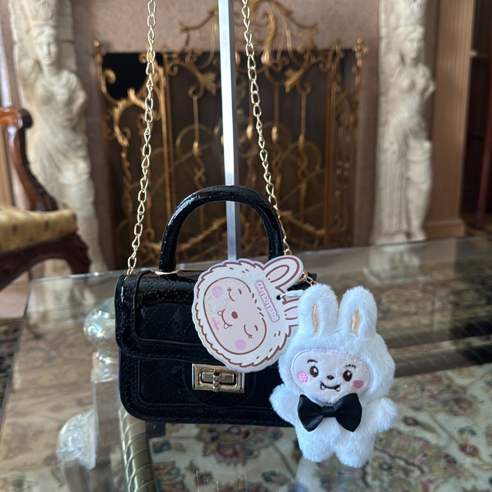 Handbag / crossbody mini size with Plush Bunny Charm patent leather